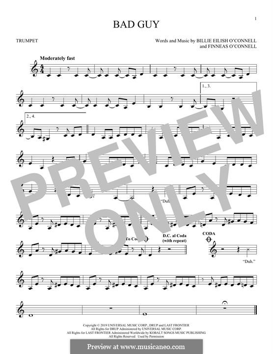 Bad Guy: For trumpet by Finneas O'Connell, Billie Eilish