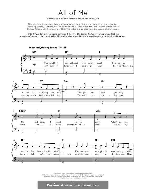All of Me: For piano by John Stephens, Tobias Gad