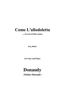 Volume I: Come L'allodoletta by Stefano Donaudy