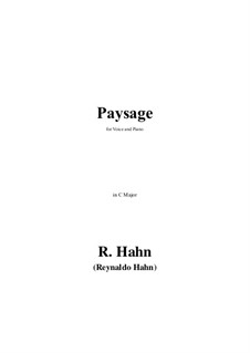 Paysage in C Major: Paysage in C Major by Reynaldo Hahn