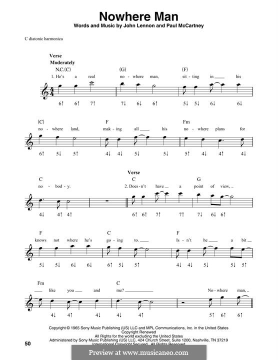 Nowhere Man (The Beatles): For harmonica by John Lennon, Paul McCartney