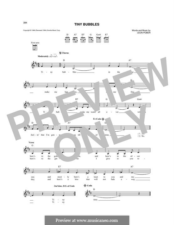 Tiny Bubbles (Don Ho): For mandolin by Leon Pober