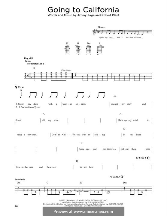 Going To California (Led Zeppelin): For mandolin by Jimmy Page, Robert Plant