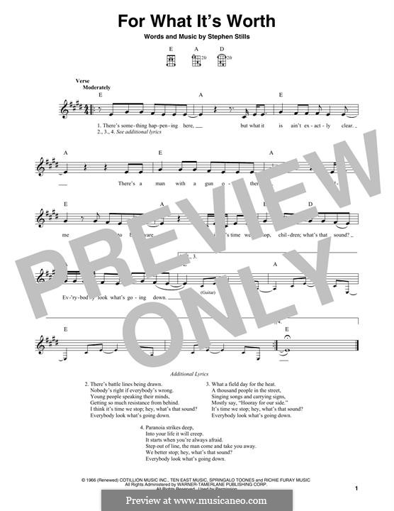 For What It's Worth (Buffalo Springfield): For mandolin by Stephen Stills