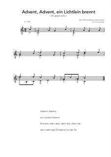 Advent, Advent, ein Lichtlein brennt: For guitar by folklore
