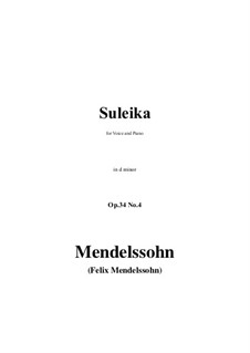 Six Songs, Op.34: No.4 Suleika in d minor by Felix Mendelssohn-Bartholdy