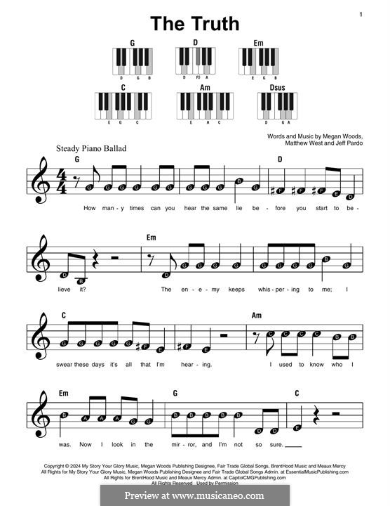 The Truth (Megan Woods): For piano by Matthew West, Jeff Pardo