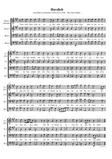 Herzlieb, Herzlieb zu dir allein (4st. Männerchor): Herzlieb, Herzlieb zu dir allein (4st. Männerchor) by Hans Leo Hassler