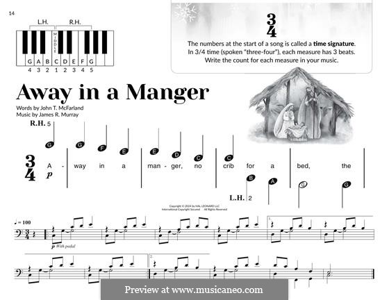 Away in a Manger (Printable Scores): For easy piano by James R. Murray