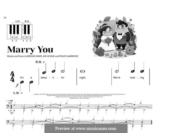 Marry You: For easy piano by Ari Levine, Bruno Mars, Philip Lawrence