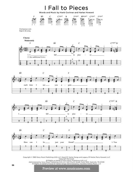 I Fall to Pieces (Patsy Cline): For ukulele by Hank Cochran, Harlan Howard