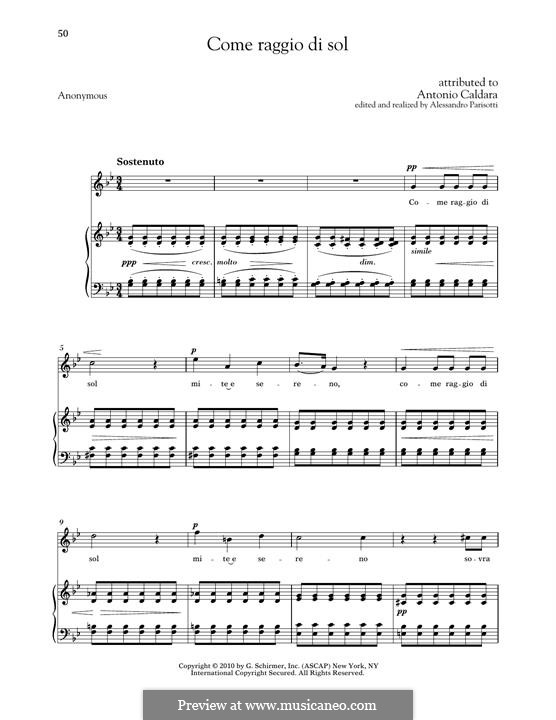 Come raggio di sol: High Voice by Antonio Caldara