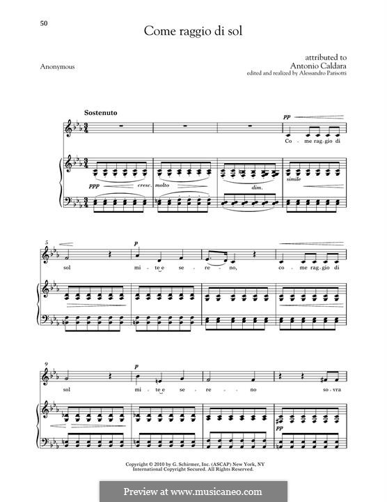 Come raggio di sol: Low Voice by Antonio Caldara