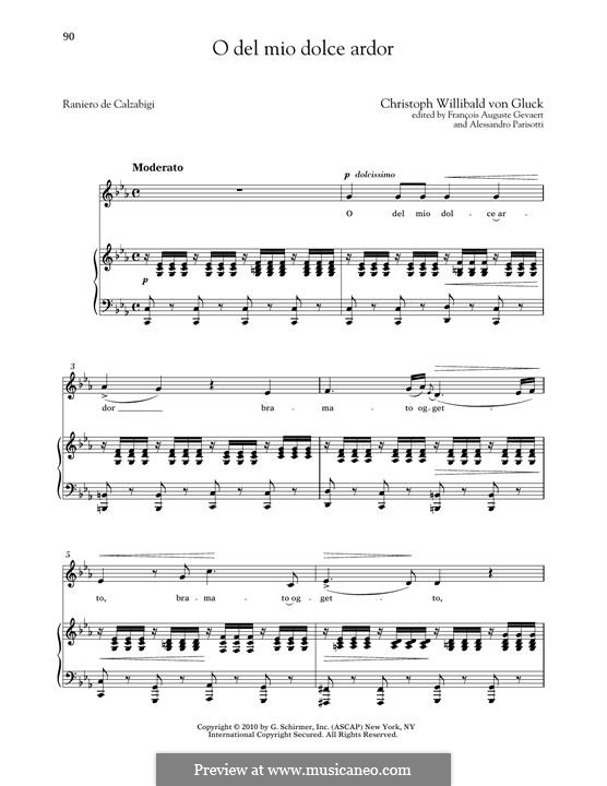 O del mio dolce ardor (O Thou Belov'd): Low Voice by Christoph Willibald Gluck