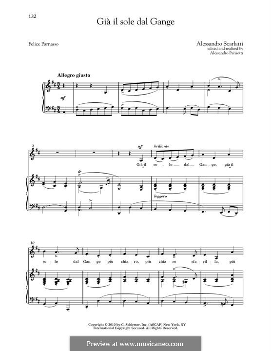 Gia' il sole dal Gange: Low Voice by Alessandro Scarlatti