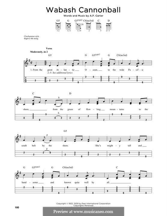 Wabash Cannonball (Roy Acuff): For ukulele by A.P. Carter