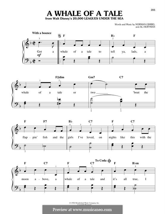 A Whale of a Tale (from 20,000 Leagues Under the Sea): For piano by Al Hoffman