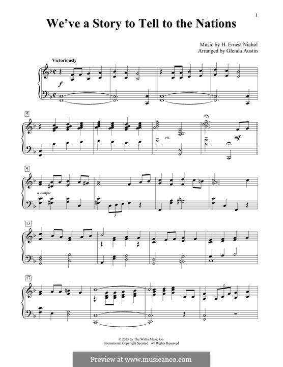 We've a Story to Tell to the Nations: For piano by H. Ernest Nichol