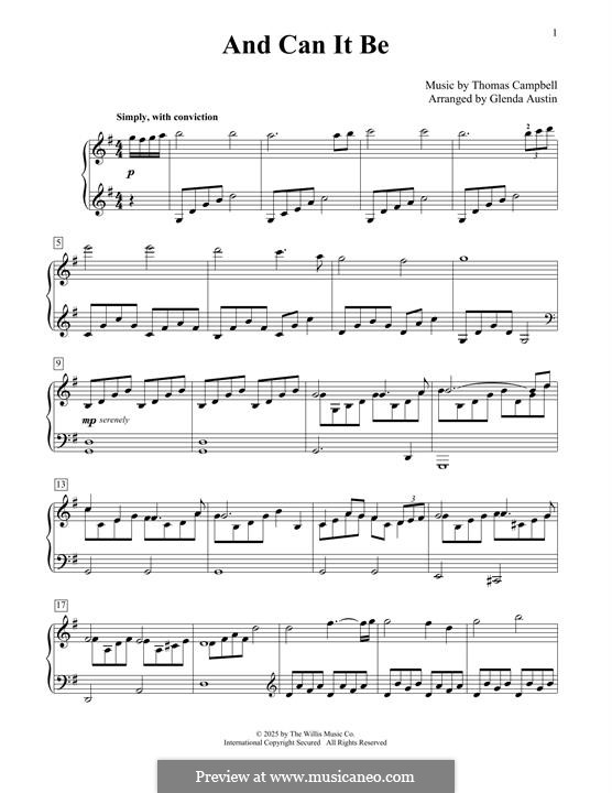 And Can It Be That I Should Gain: For piano by Thomas Campbell