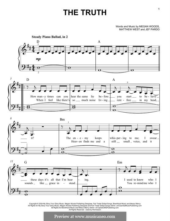 The Truth (Megan Woods): For piano by Matthew West, Jeff Pardo