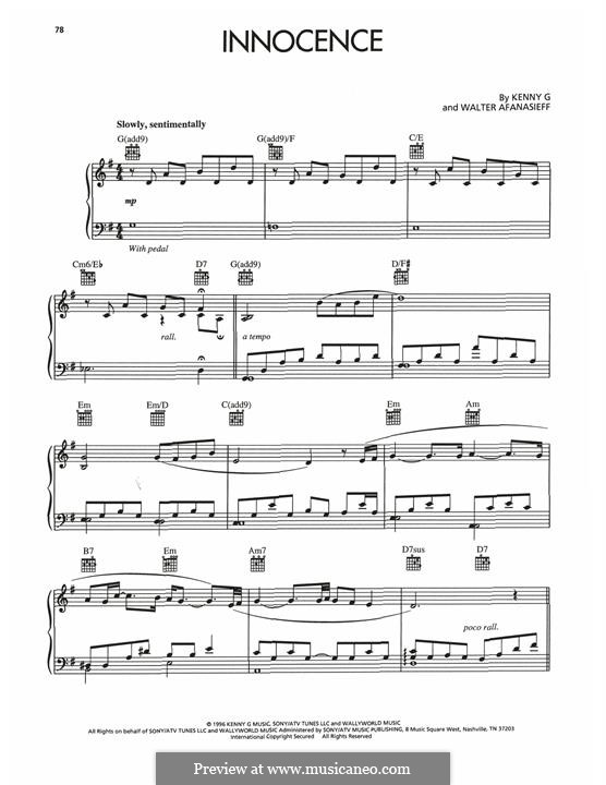 Innocence (Kenny G): For piano by Walter Afanasieff