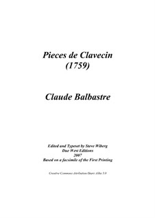 Selected Pieces for Harpsichord: Selected Pieces for Harpsichord by Claude-Bénigne Balbastre