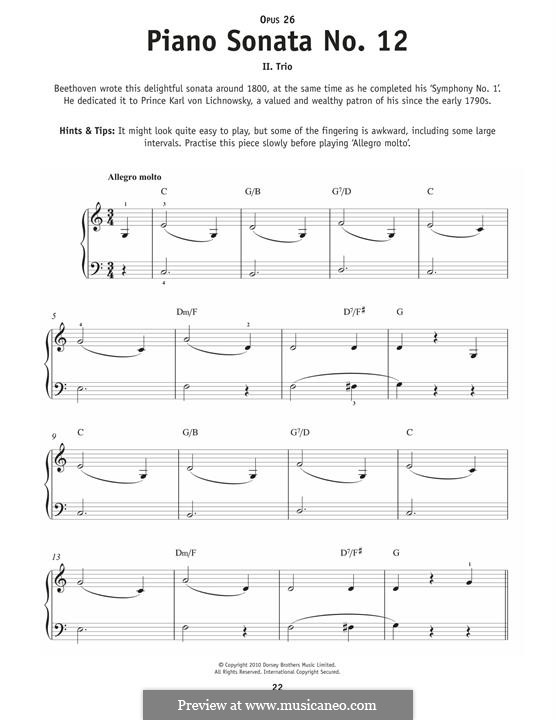 Sonata for Piano No.12 in A Flat Major, Op.26: Movement II by Ludwig van Beethoven