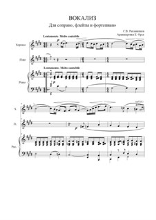 Vocalise, Op.34 No.14: For soprano, flute and piano by Sergei Rachmaninoff