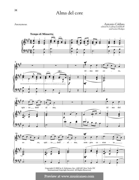 Alma del core: Medium High Voice by Antonio Caldara