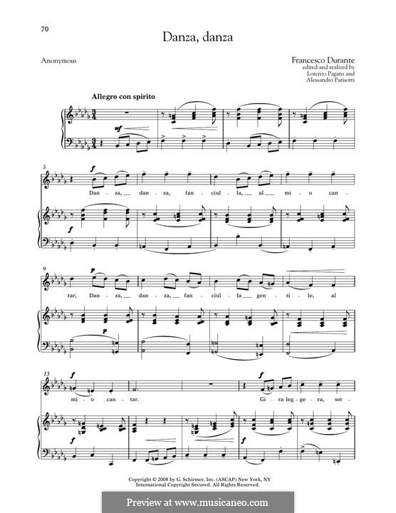 Danza danza fanciulla gentile: Medium High Voice by Francesco Durante