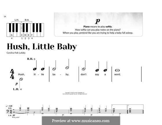 Hush, Little Baby: For piano by folklore