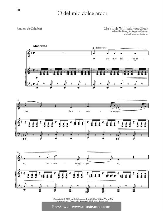 O del mio dolce ardor (O Thou Belov'd): Medium Low Voice by Christoph Willibald Gluck