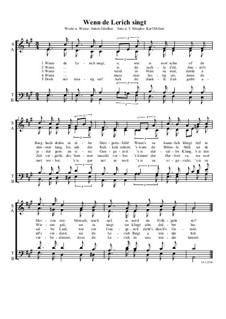 Wenn de Lerich singt (4st. gem.): Wenn de Lerich singt (4st. gem.) by Anton Günther