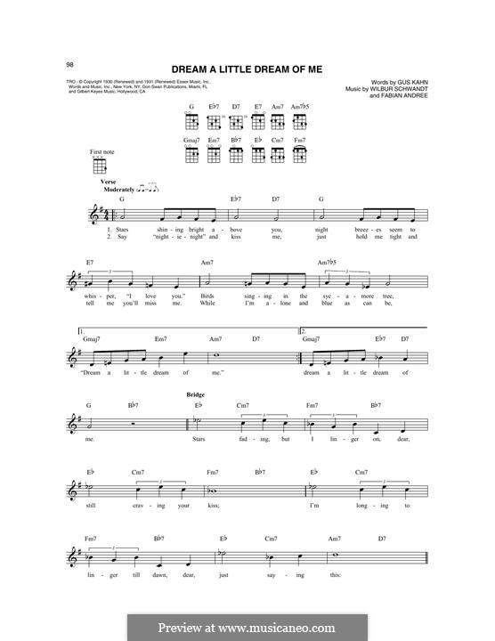 Dream a Little Dream of Me: For mandolin by Fabian Andre, Wilbur Schwandt