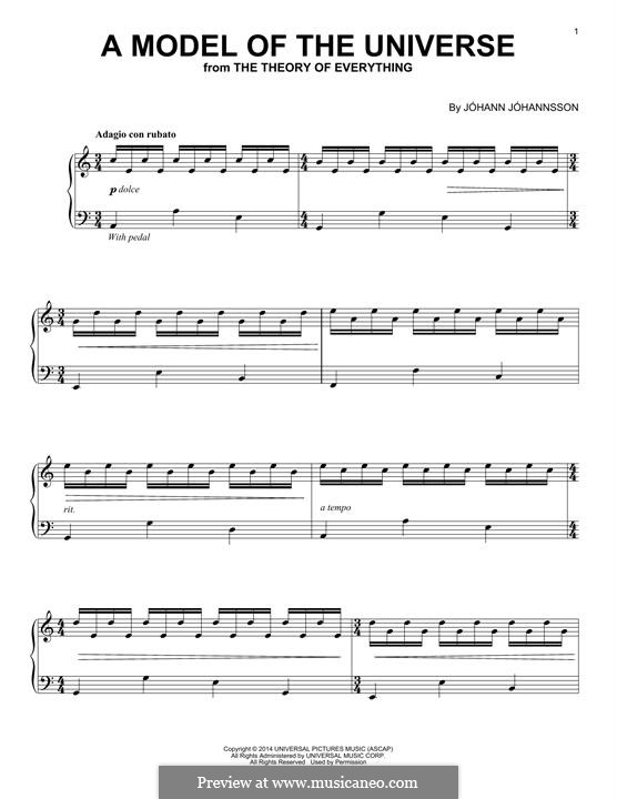 A Model of the Universe: For piano by Johann Johannsson