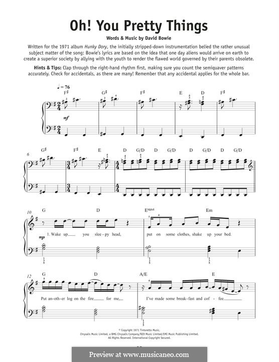 Oh! You Pretty Things: For piano by David Bowie