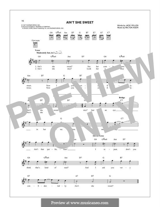 Ain't She Sweet (The Beatles): For mandolin by Milton Ager