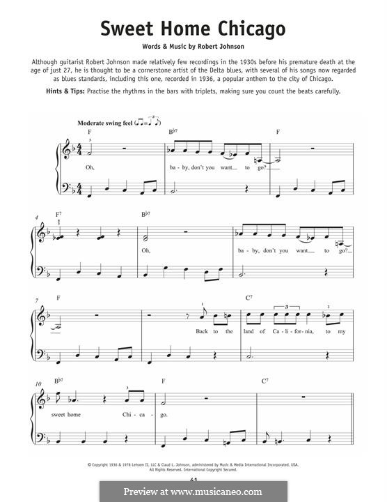 Sweet Home Chicago (Eric Clapton): For piano by Robert Leroy Johnson