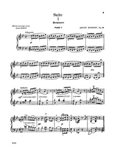 Suite for Two Pianos Four Hands No.1, Op.15: Piano I part by Anton Arensky