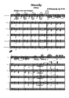 Two Characteristic Mazurkas, Op.19: Mazurka No.1 Obertas, for violin and string orchestra by Henryk Wieniawski
