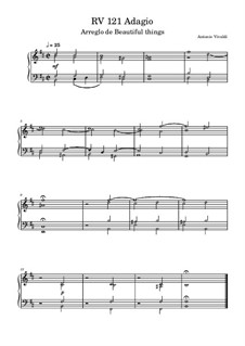 Concerto for Strings in D major, RV 121: Adagio, for piano by Antonio Vivaldi