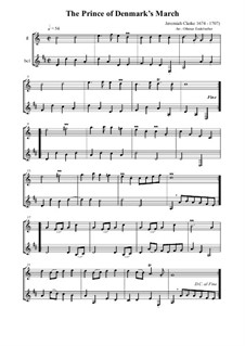 Prince of Denmark's March (Trumpet Voluntary): For flute and bass clarinet by Jeremiah Clarke