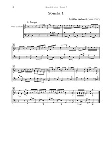 Sonatas for Viola d'amore and Basso Continuo: Score by Attilio Ariosti