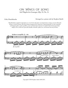 Six Songs, Op.34: No.2 Auf flügeln des gesanges (On Wings of Song), for piano by Felix Mendelssohn-Bartholdy