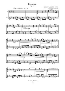 Berceuse (Lullaby) for Violin and Piano, Op.16: Version for flute and bass clarinet by Gabriel Fauré