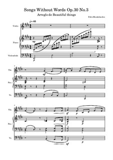 Songs without Words, Op.30: No.3 Adagio non troppo, for trio by Felix Mendelssohn-Bartholdy