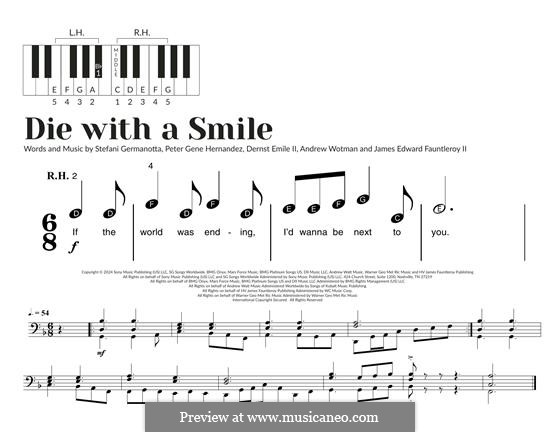 Die With A Smile (Bruno Mars & Lady Gaga): For piano by Andrew Wotman