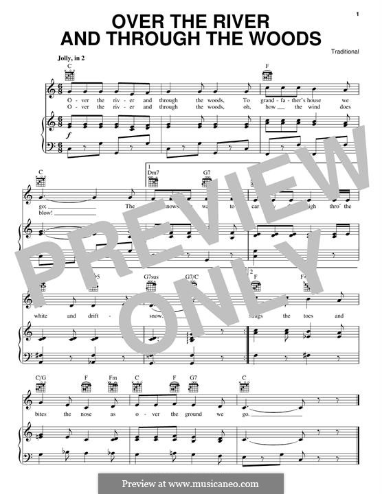 Over the River and Through the Woods: For voice and piano (or guitar) by folklore