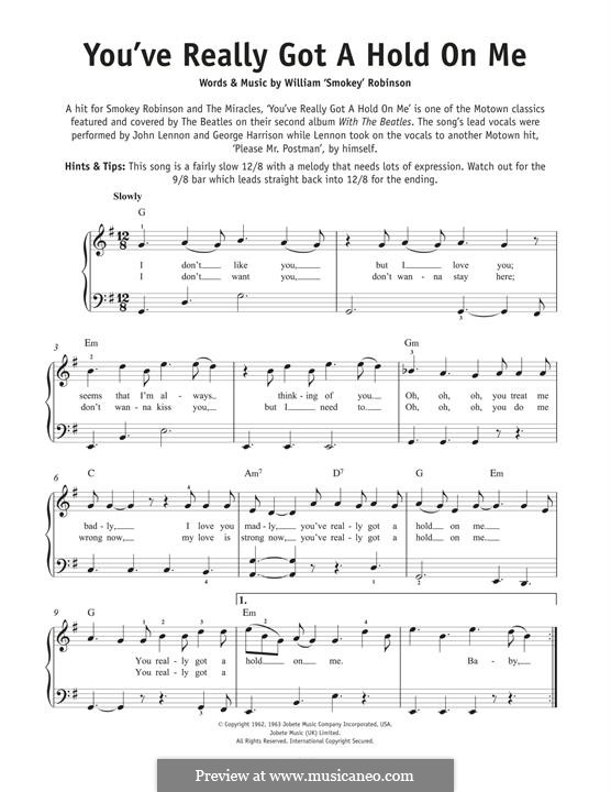 You've Really Got a Hold on Me: For piano by Smokey Robinson