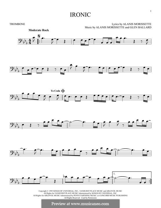 Ironic (from Jagged Little Pill The Musical): For trombone by Alanis Morissette, Glen Ballard